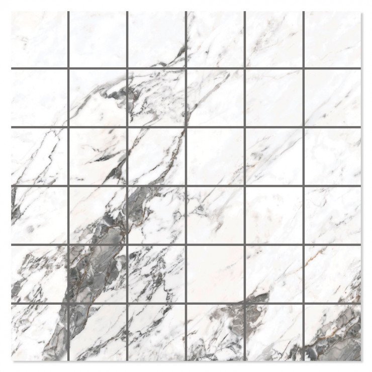 Marmor Mosaik Klinker Arabescato Vit Matt 30x30 (5x5) cm-0